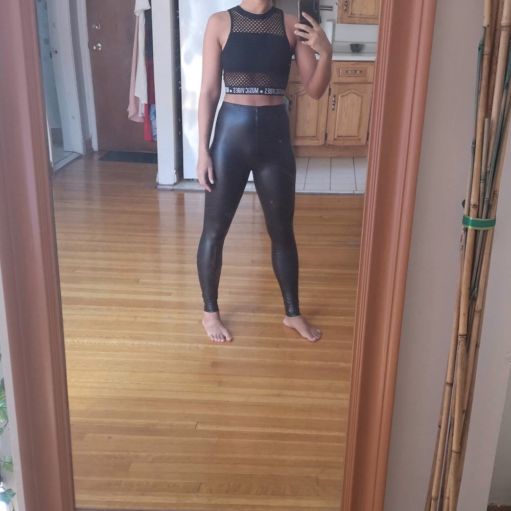 Shiny Black High Waisted Leggings Urban Planet SWS